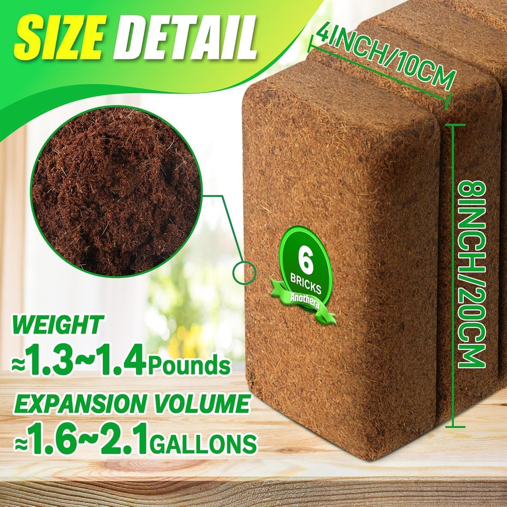 Coco Coir Brick for Plants-4 Pack Premium Coconut Bricks, 100% Organic Peat Moss