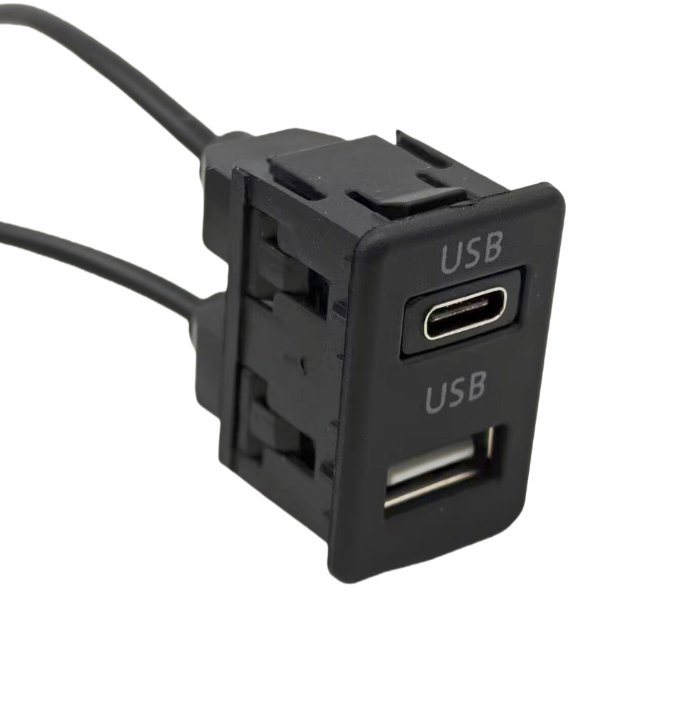 Car Interface Extension Cable Adapter Dual USB Port Socket Outlet Panel 145M