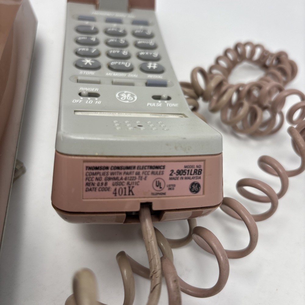Vintage General Electric Blush Pink Push Button Wall Phone Untested