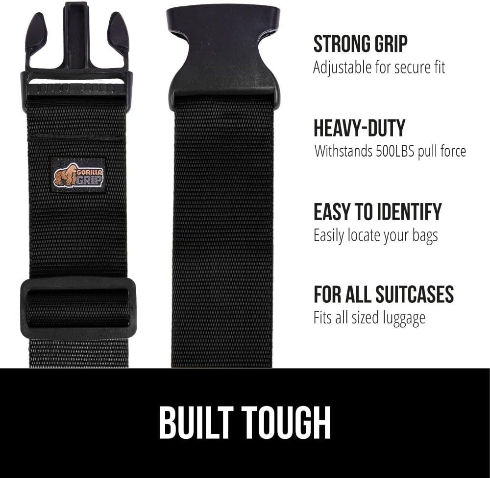 Black Adjustable Travel Straps 8 Pack