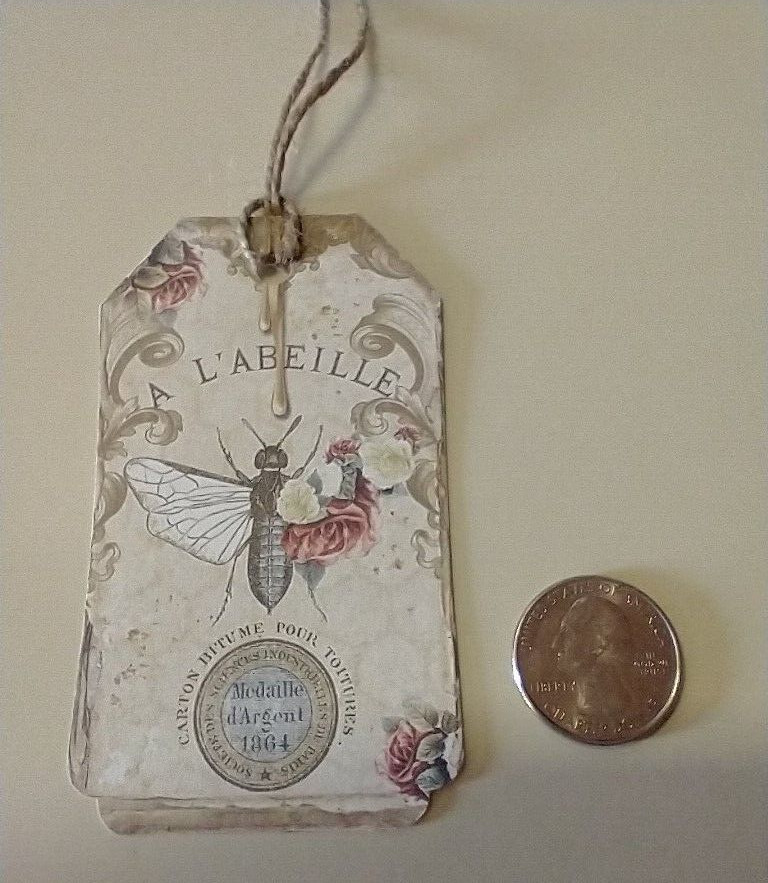 Handcrafted Gift Tags - Vintage Bees  6/set
