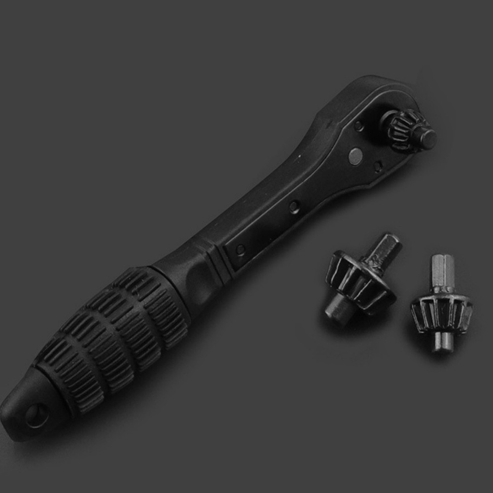Ratchet Action Drill Chuck Key 2-in-1 Universal Wrench Set with Three Socket