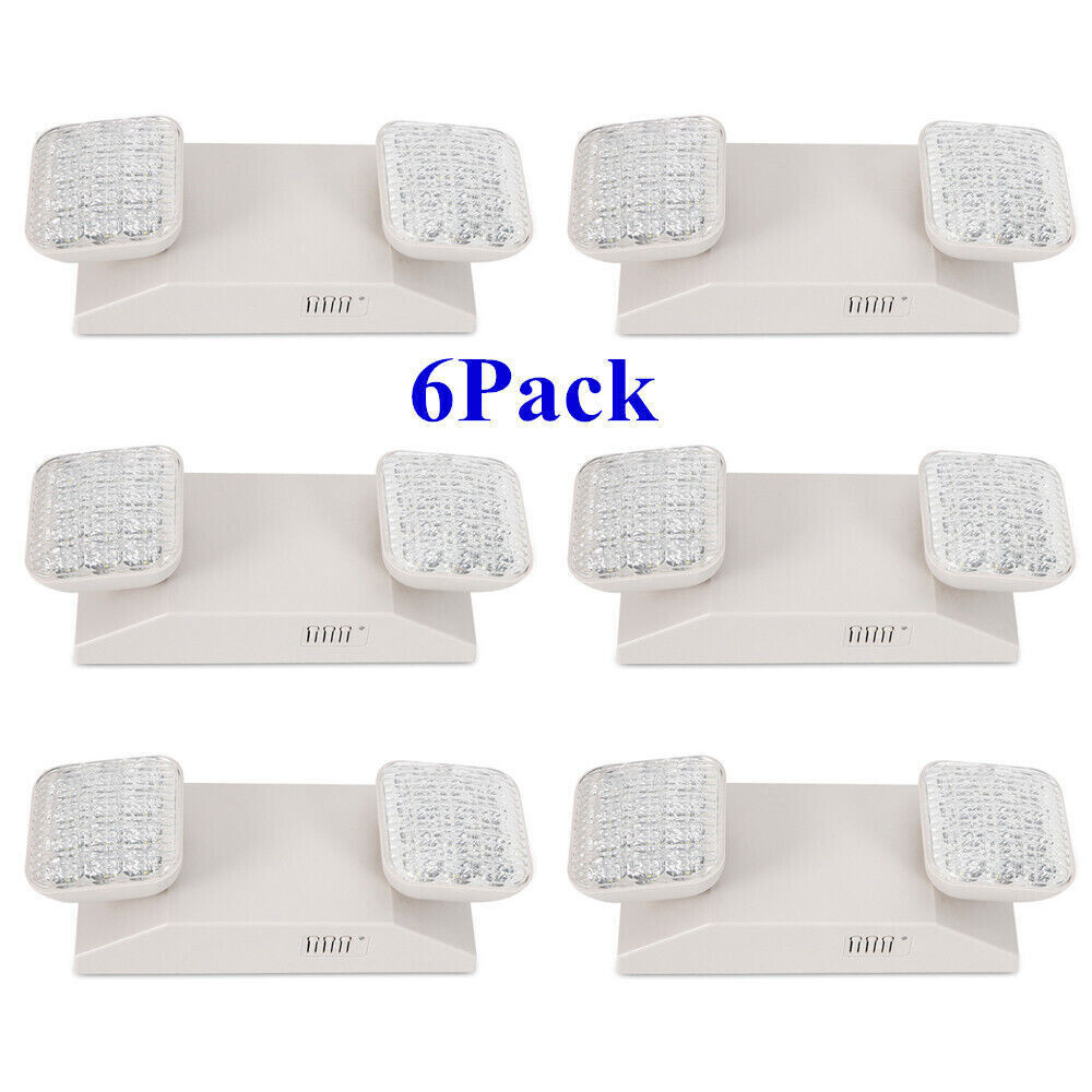 6 Pack LED Emergency Exit Light Adjustable 2 Head With Battery Back-up 924 US