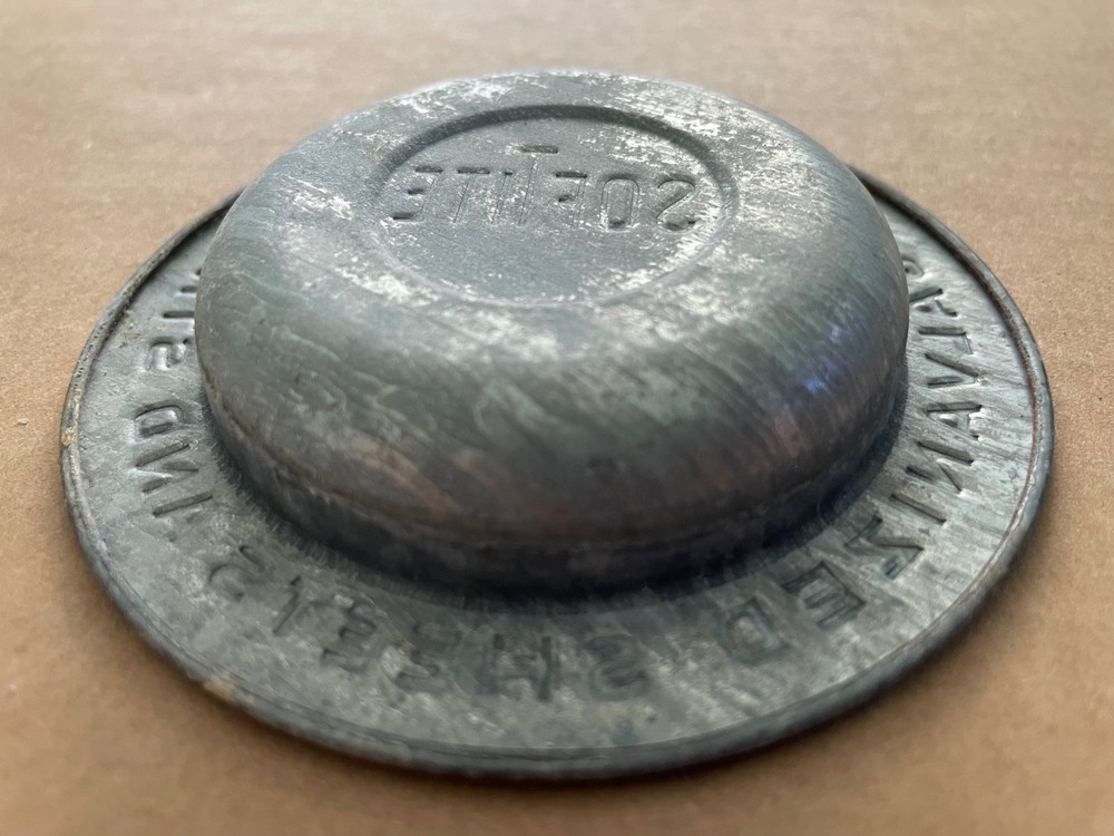 Vintage SOFTITE Galvanized Sheets and Strip Ashtray Wheeling #7