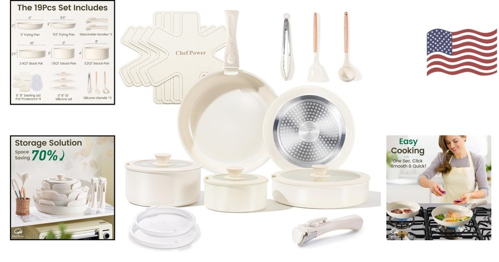 Versatile Kitchen 19-Piece Cookware Set - Induction Compatible & Easy to Clean