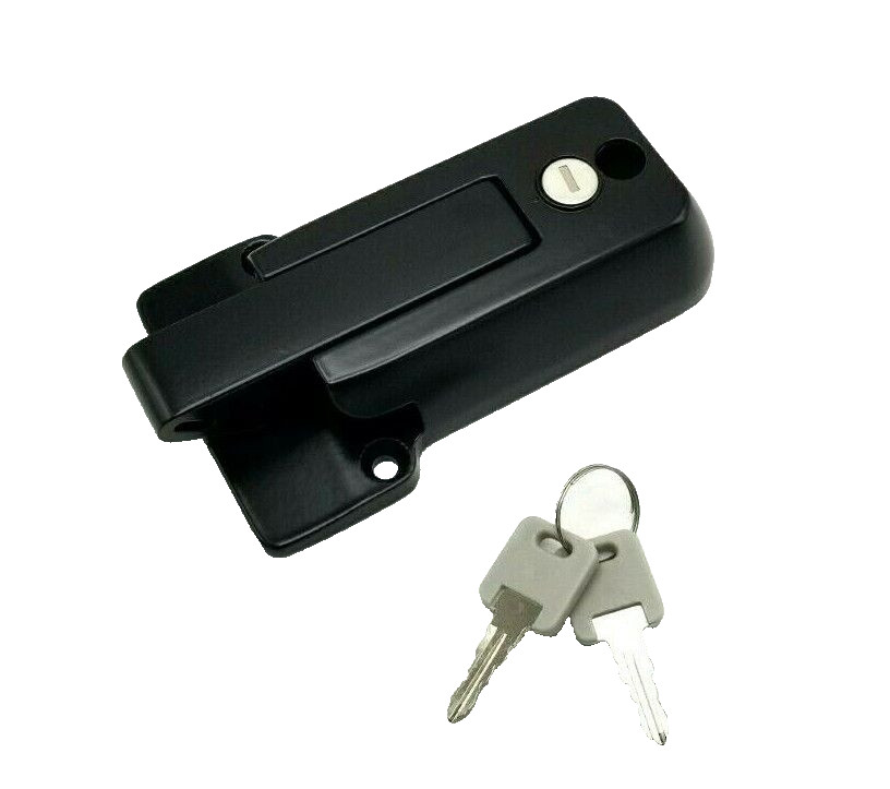 2- KEYED ALIKE Black Locking Cargo Trailer Cambar Door Latch Vise Lock Cam Bar