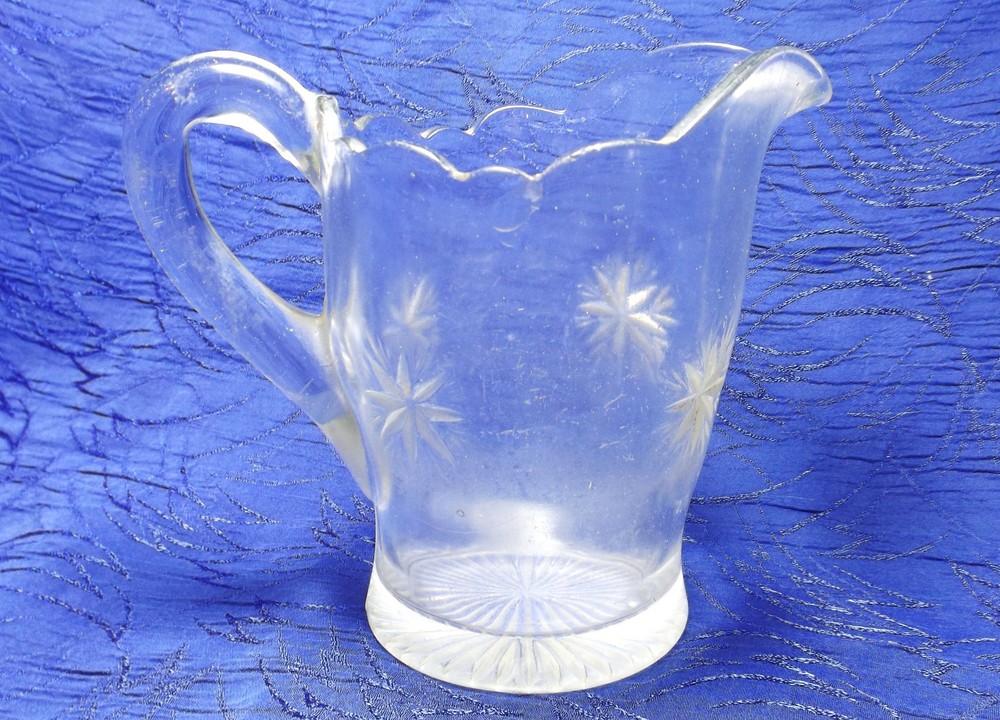 Small Clear Glass Pitcher Star Burst Pattern
