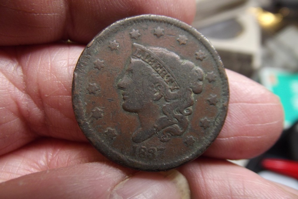 1837  Small Letters Coronet Cent F