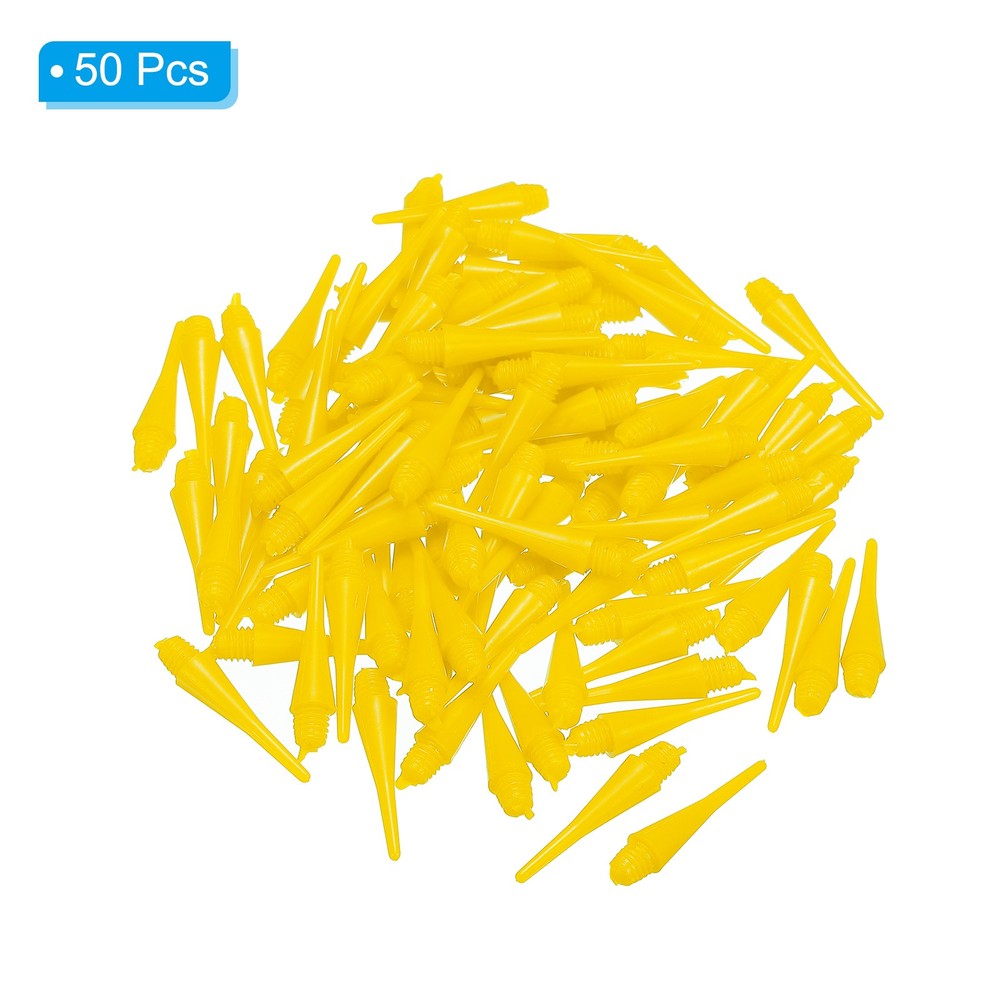 Plastic Dart Tips, 50 Pack 2BA Thread Soft Dart Tips, Yellow