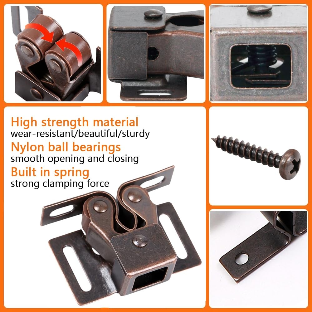 2 Pack Cabinet Latch Double Roller Catch for Cupboard Closet Door...