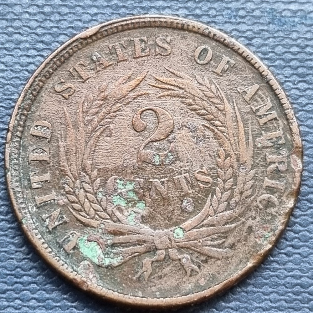 1866 MOST CORRODED TWO CENT PIECE 2c - COOL LOOKING #83541