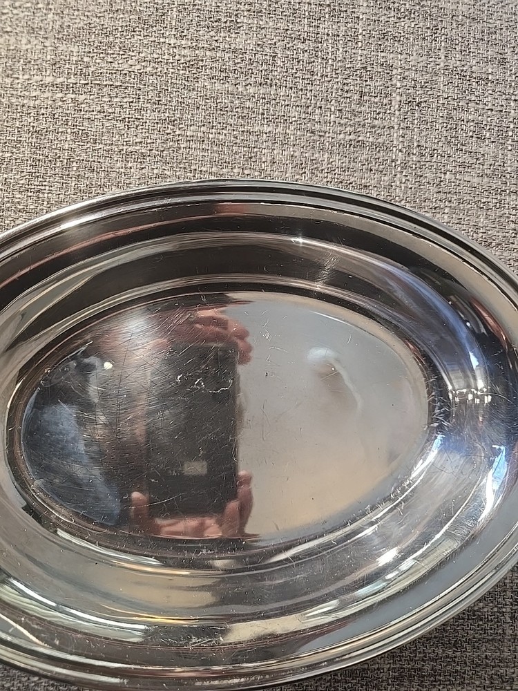 Silver Shallow Server With Handles, Unmarked, Oval, 10.25" Long