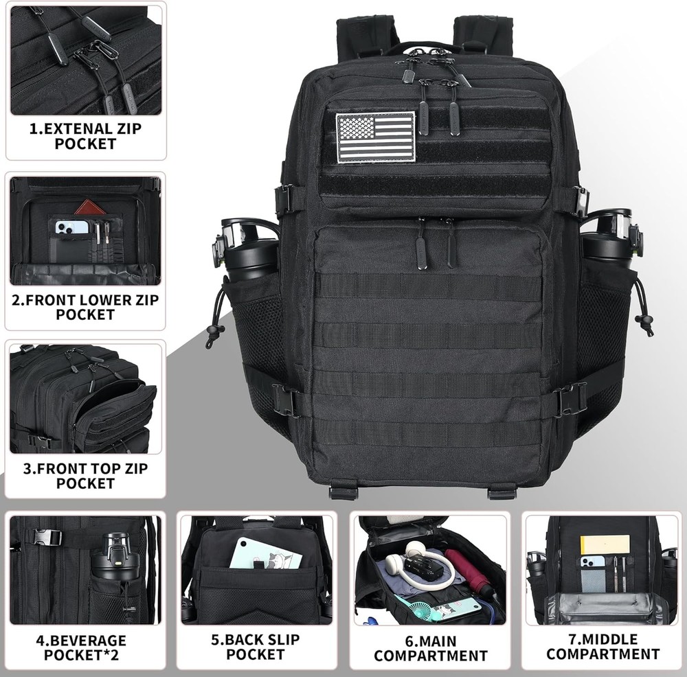 45L Tactical Assault Backpack 3 day assault pack with Molle Waterproof backpack