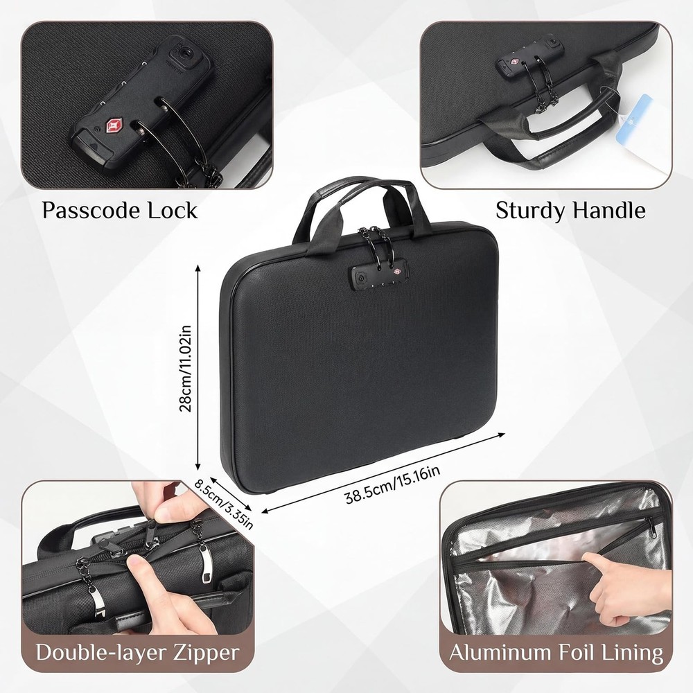 Fireproof Document Boxes with TSA Lock, Upgraded 16 Pockets Fireproof＆Water R...