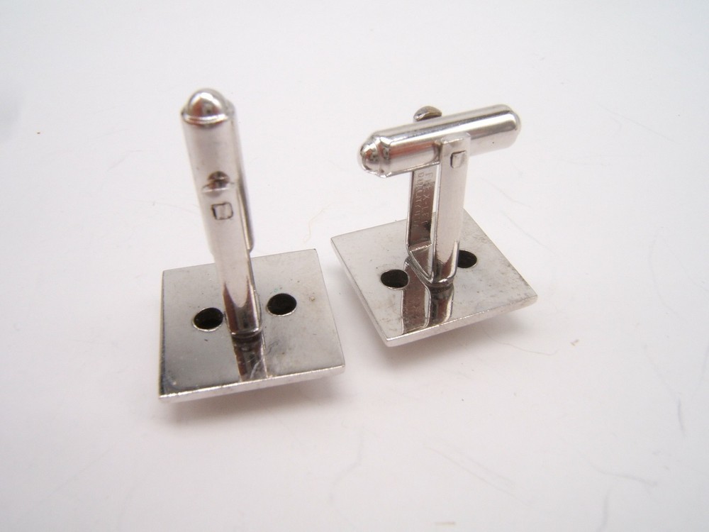 VTG FLEX-LET SILVER TONE CUFFLINKS TEXTURED CENTER