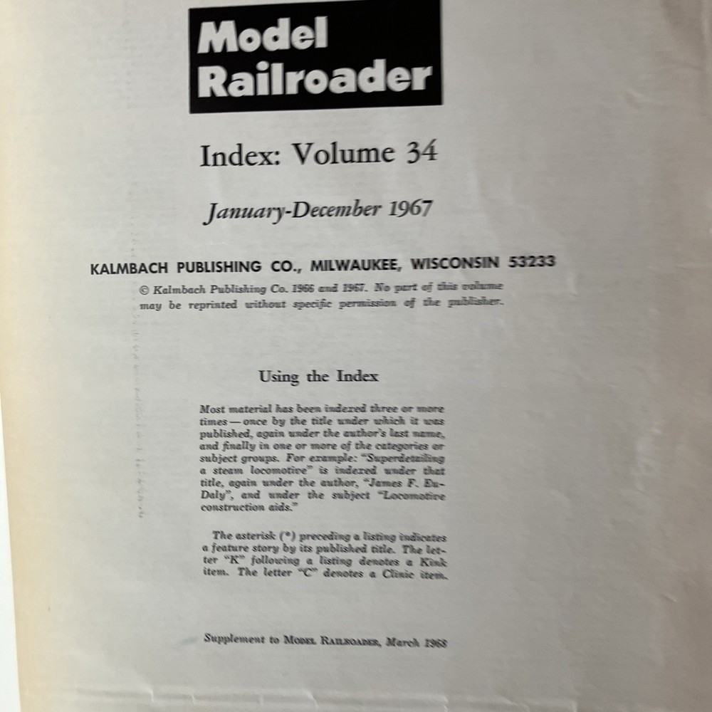Model Railroader Vol.34-Bound Volume 1967–12 Issues