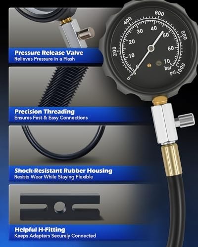 Diesel Engine Compression Tester Kit - 18pc Adjustable Pressure Gauge & Adapters