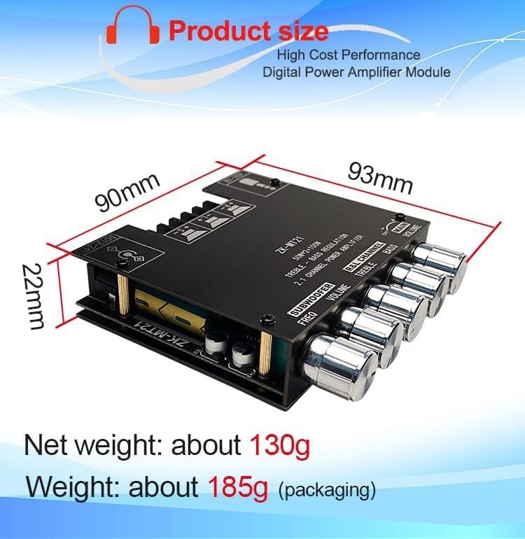 ZK-MT21 Mini Bluetooth Amplifier Module with 200W Output - Compact & Efficient