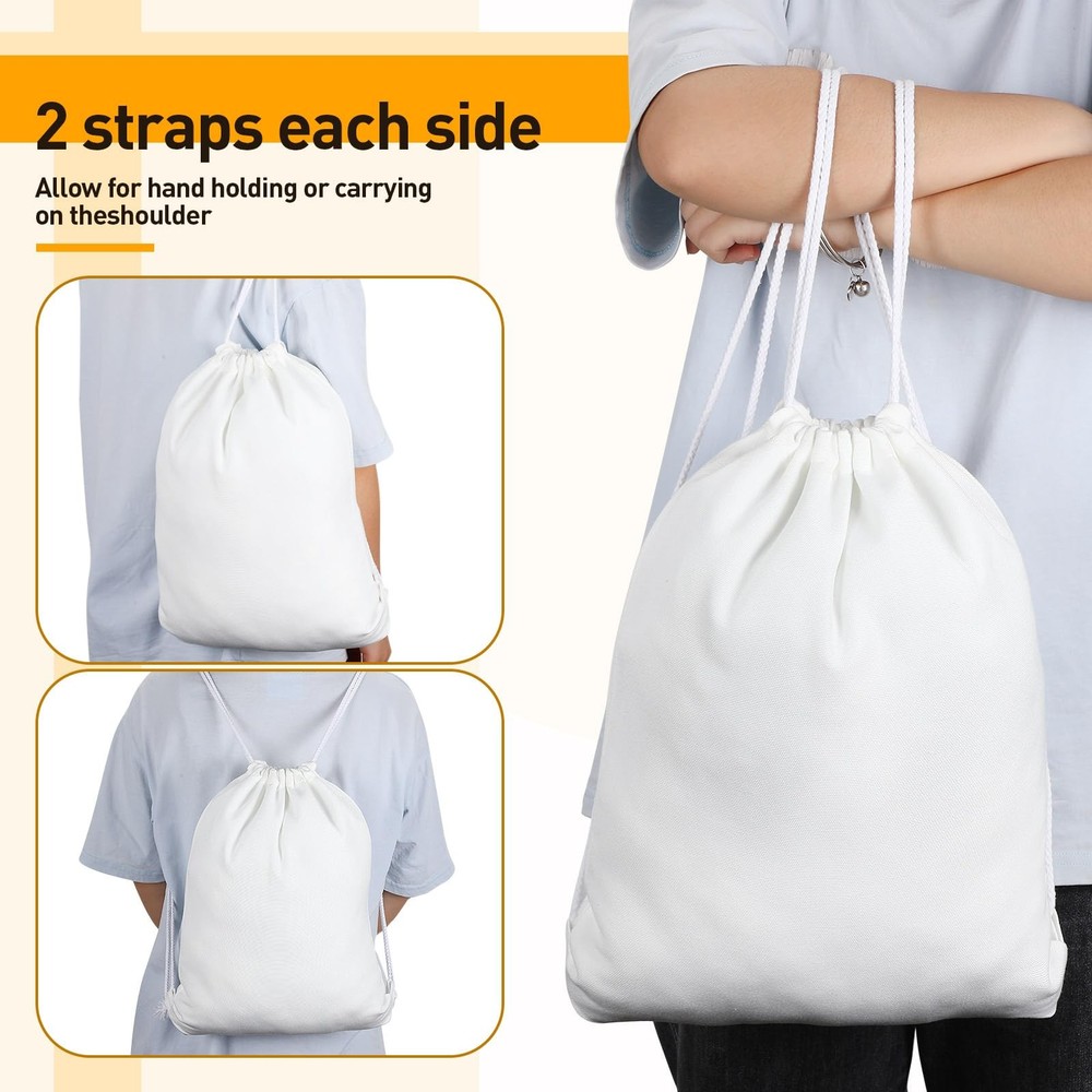 Sweetude 30 Pack Sublimation Drawstring Bags Bulk Polyester One Size, White