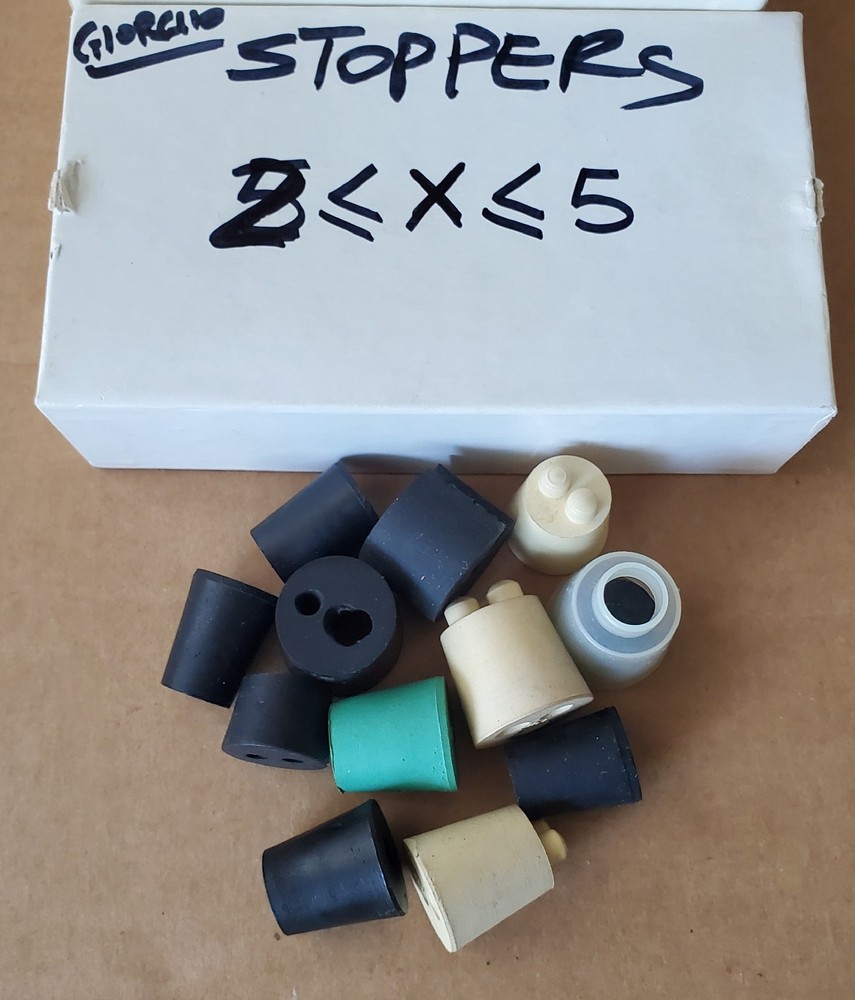 Rubber Stoppers Assorted Sizes (0#-9#). c.a. 190 Stoppers, see description