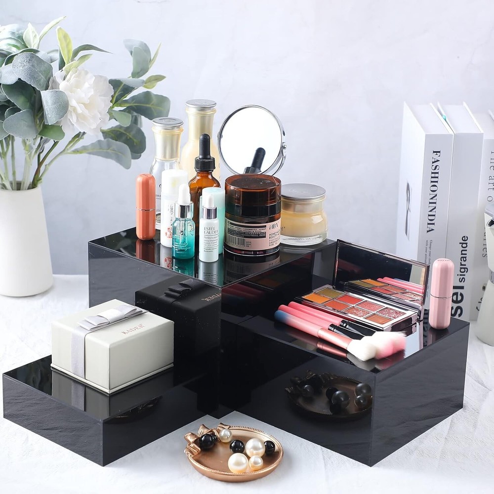 6 Pcs Acrylic Display Risers Acrylic Boxes Acrylic Display Nesting Cubes Black