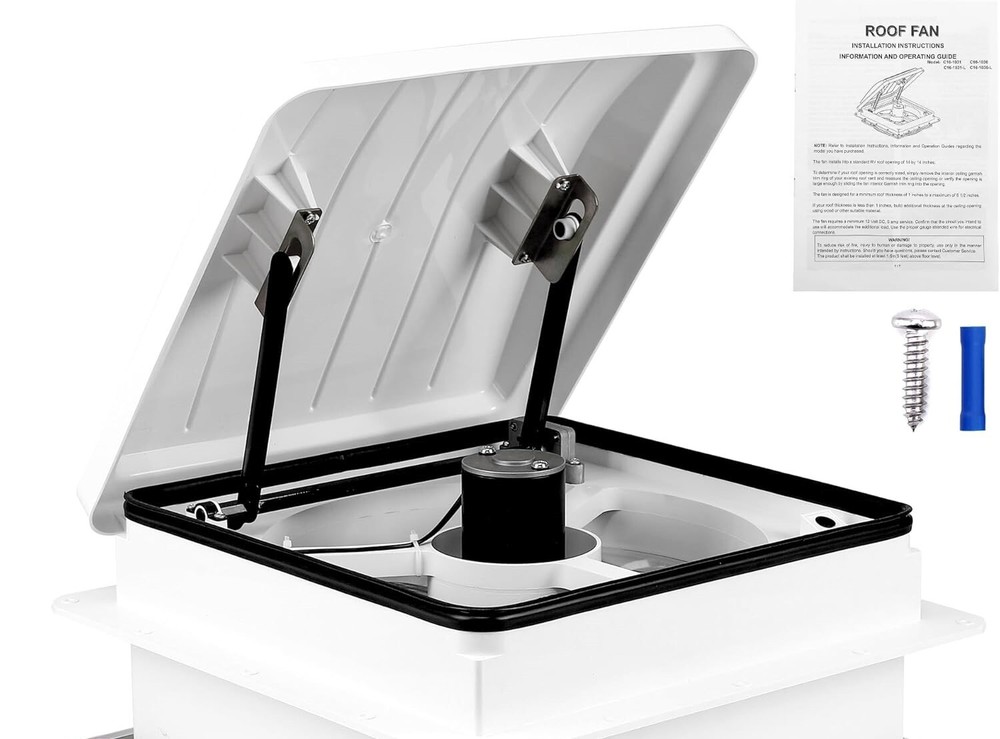 Pafessa USA 12V Touch Pad 4-Speed Reversible 14" RV Roof Vent Manual White Dome