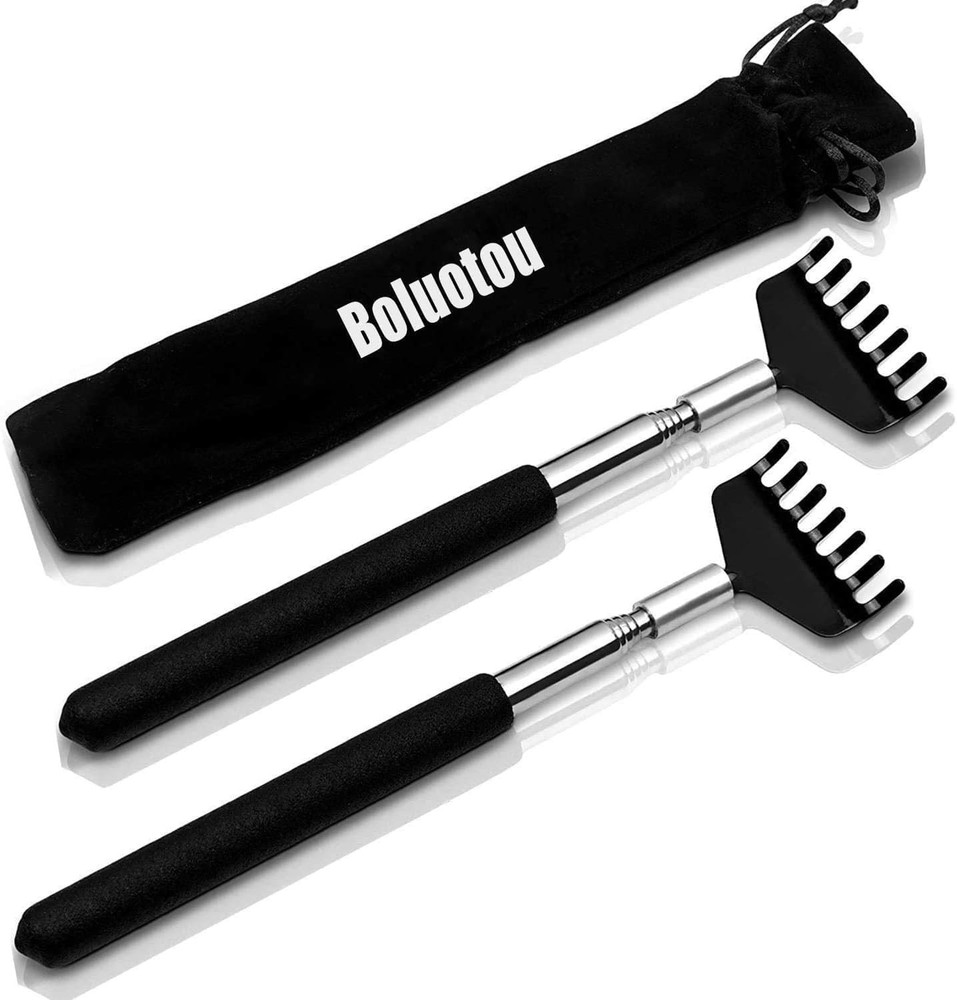 2 Pack Portable Extendable Back Scratcher, Stainless Steel Telescoping Back Scra