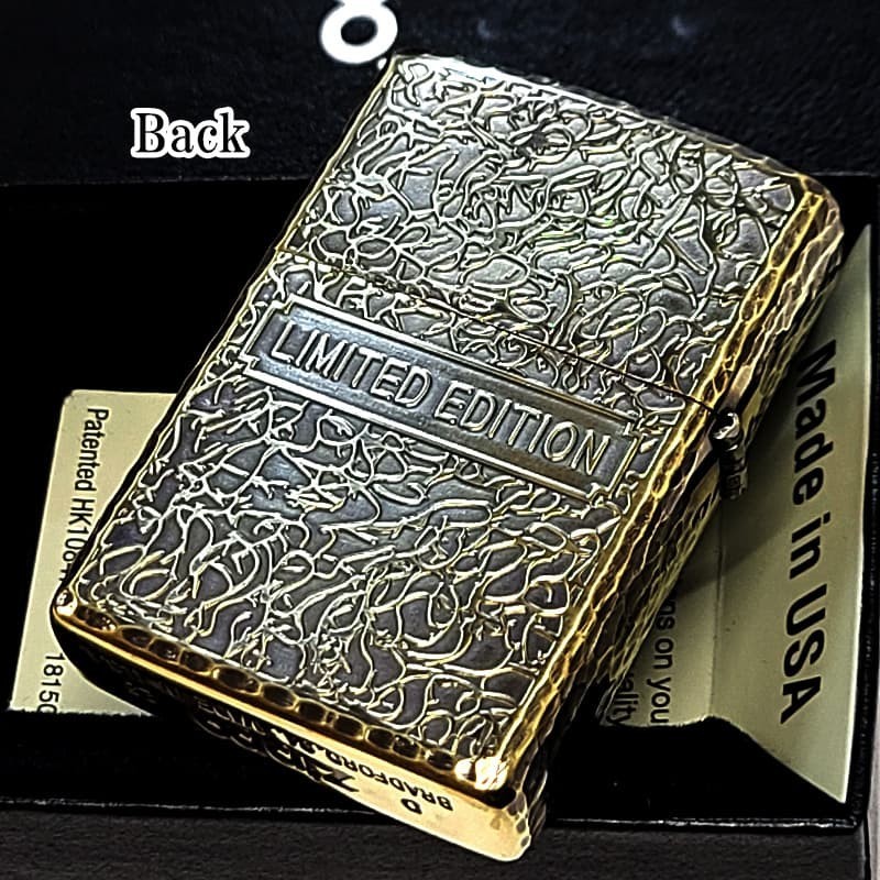 Zippo Three Side Leutor Brass oxidized Gold 5 Sided Processing Lighter Regular