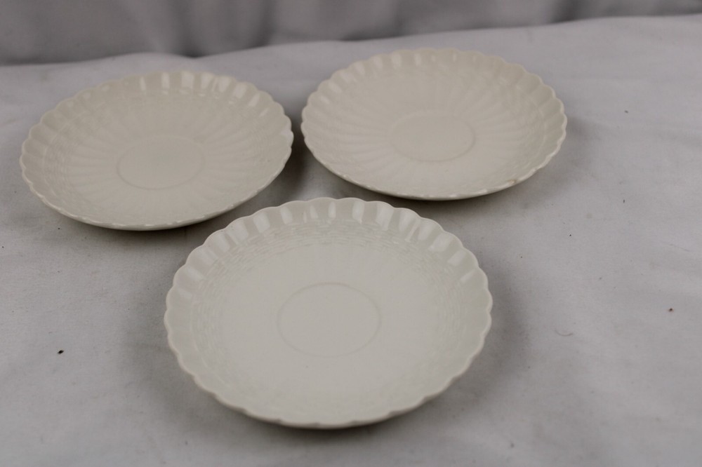 Spode Wicker Cream Colored Set 3 Demitasse Cups Saucers