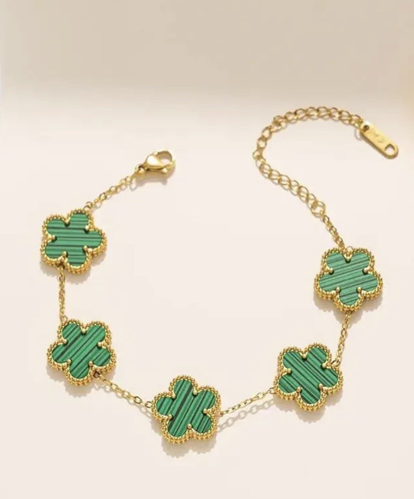 Five Leaf Clover Bracelet Green New