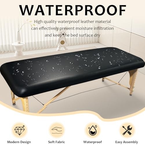 PU Leather Massage Table Cover Waterproof Massage 70" x 30" (Rectangular) Black