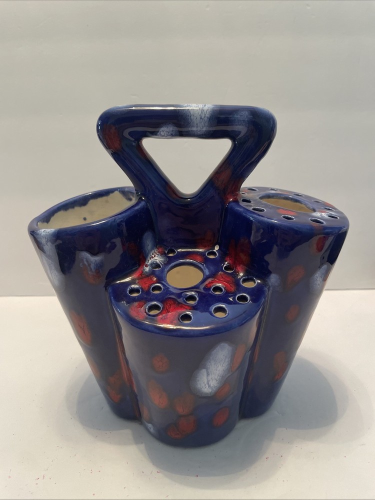 Handmade Unique Ceramic Art Supply Holder Unsigned