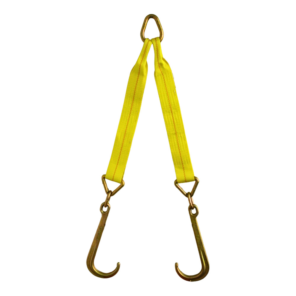 V Bridle Tow Straps 3" x 24" w/ 15" J Hooks WLL 5400, 16200 LBS Capacity Webbing