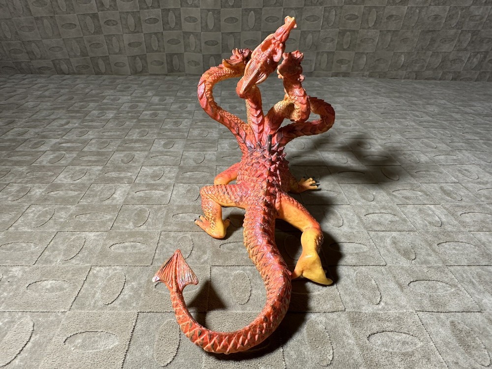 4-Headed Orange Hydra (Dragon) Figure Hard Plastic