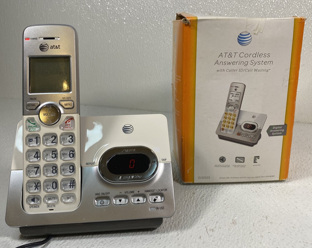 ATT Cordless Phone LCD Display & Digital Answer System EL52103 Tested
