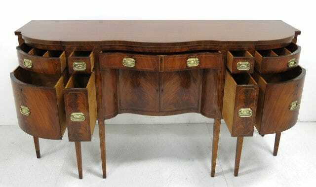 Williams Kimp mahogany serpentine inlaid sideboard
