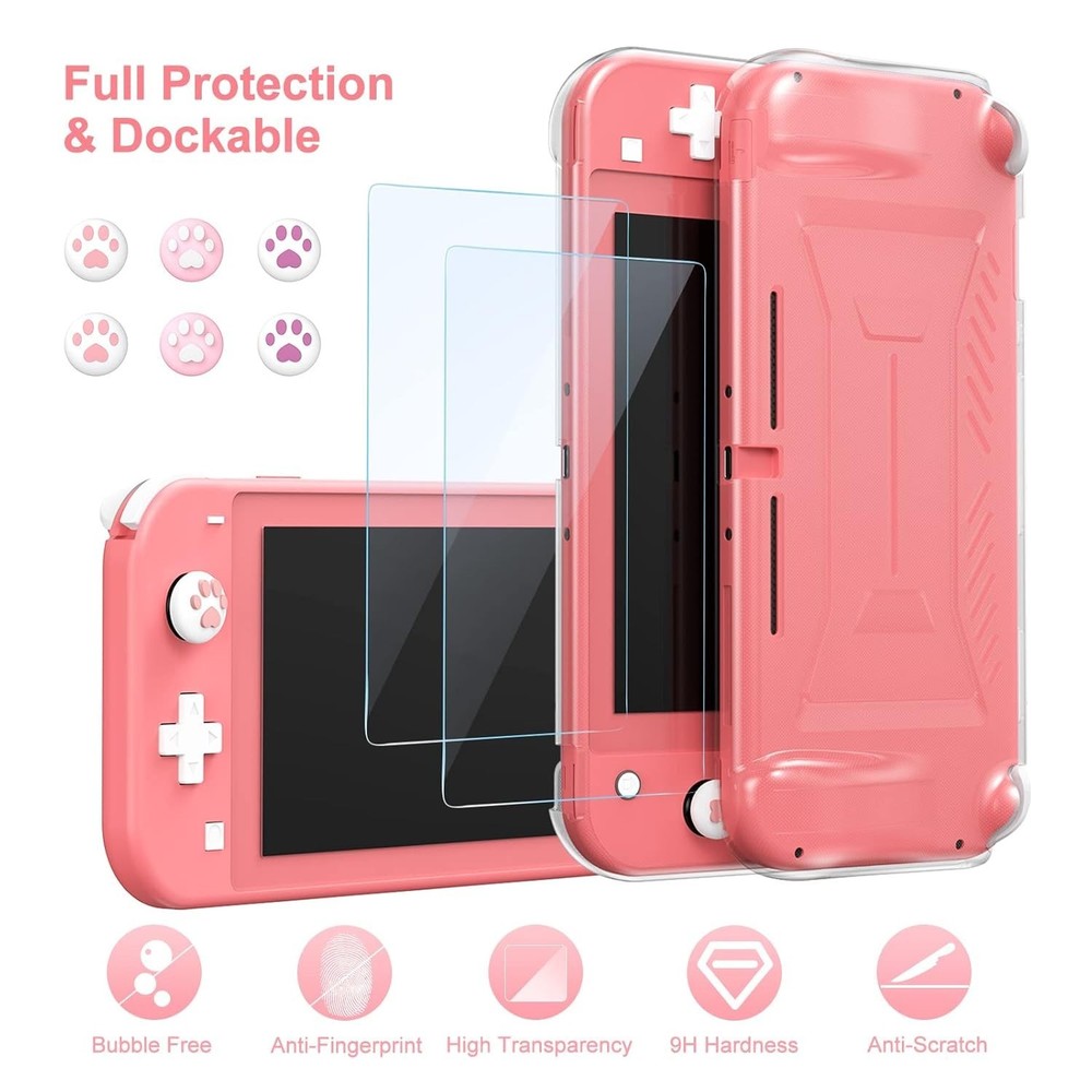 Switch Lite Accessories Bundle Hard Shell Case Screen Protector Game Holder