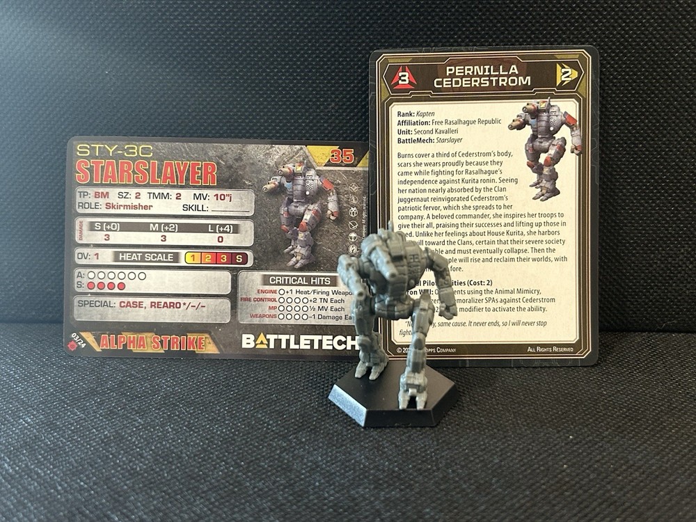 Battletech Miniatures Starslayer + Pilot, Mech Cards - Mercenaries