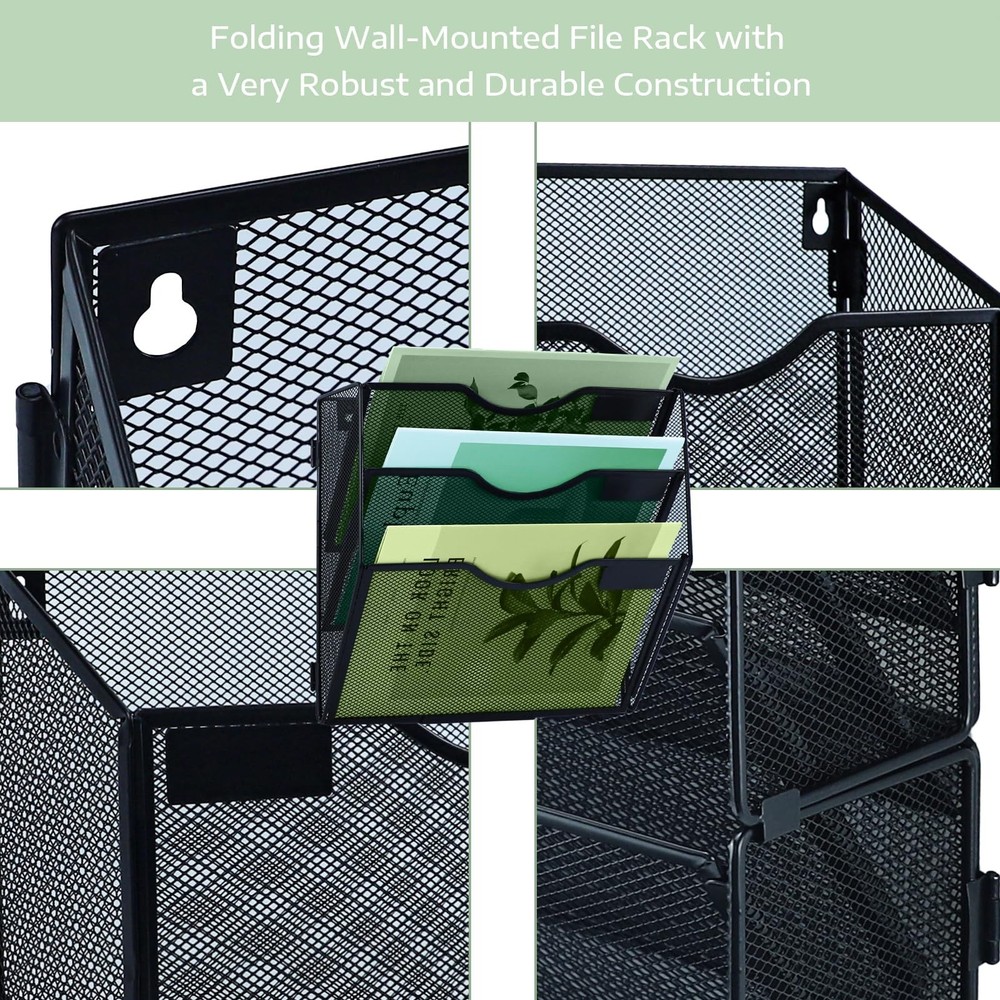 3 Tier Mesh Hanging File Organizer Vertical Wall File Organizer Wall File Hol...