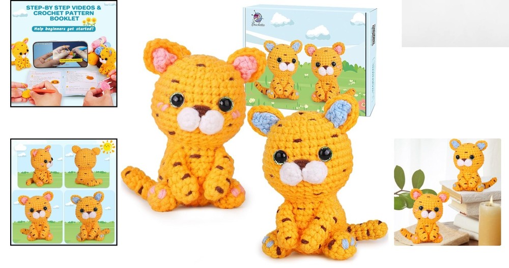 Beginner Crochet Kit for Adults - 5 Yarn Colors & Step-by-Step Video Tutorials