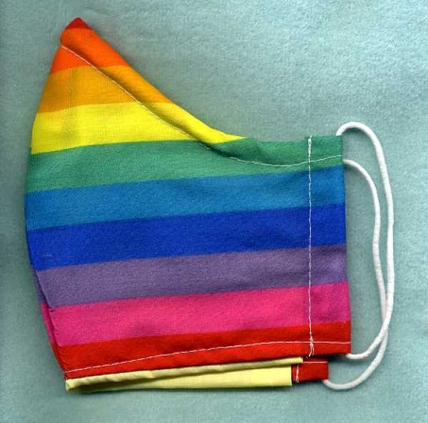 MULTICOLOR  RAINBOW STRIPE PRINT HANDMADE COTTON CLOTH MASK