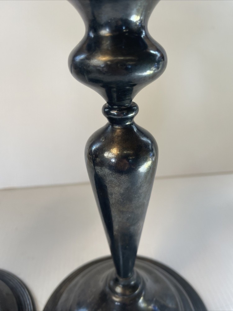 Antique E. B. Webster & Son Silverplate Pair Candle Stick Holders Spiderweb 2701