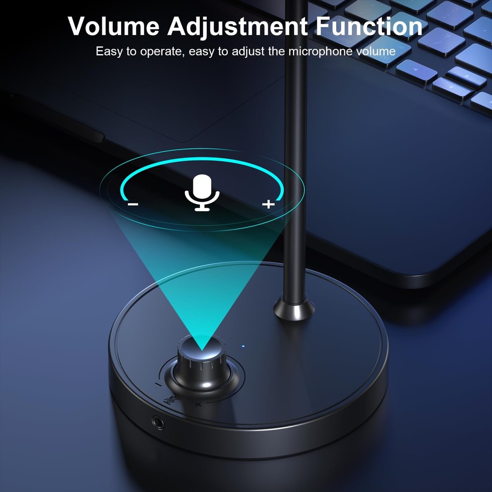 USB Microphone, Gaming Microphone for PC with Volume Control Buttons for Reco...