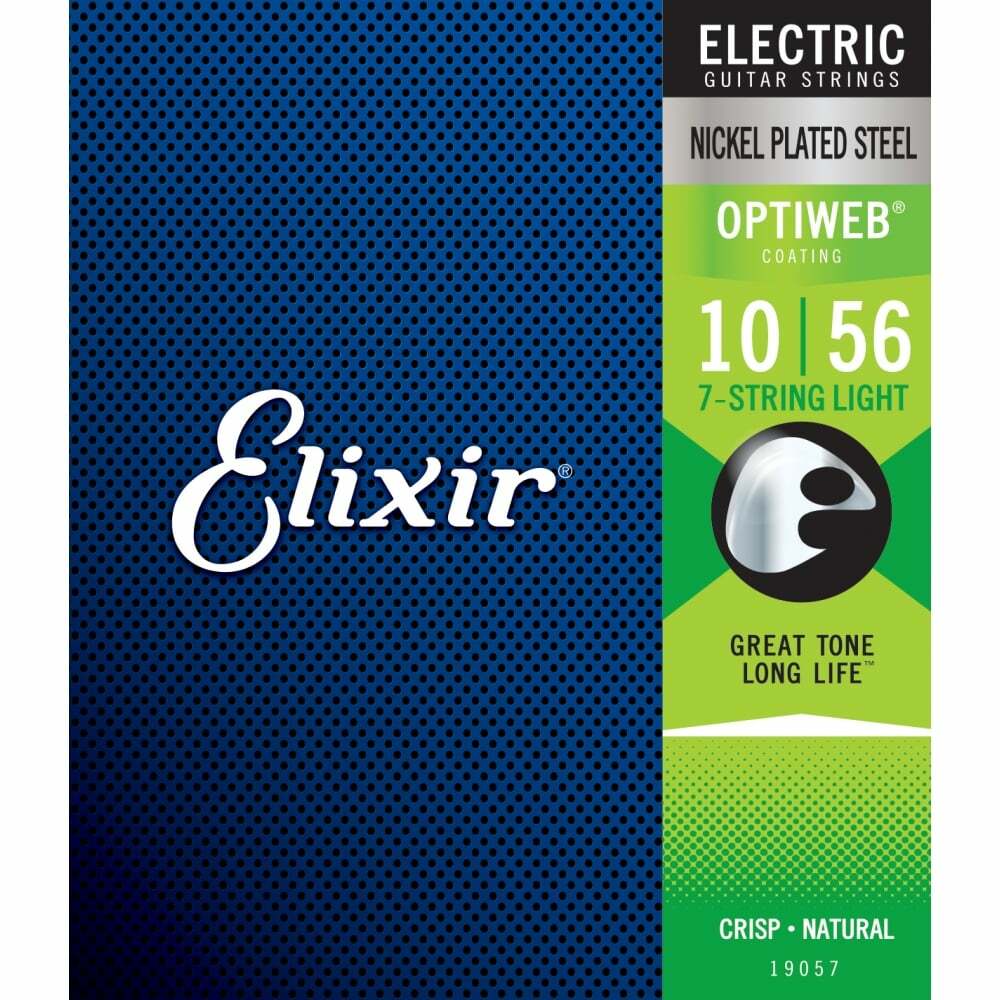 Elixir 19057 Optiweb Coating NPS Electric Guitar Strings, 7-String Light (10-56)