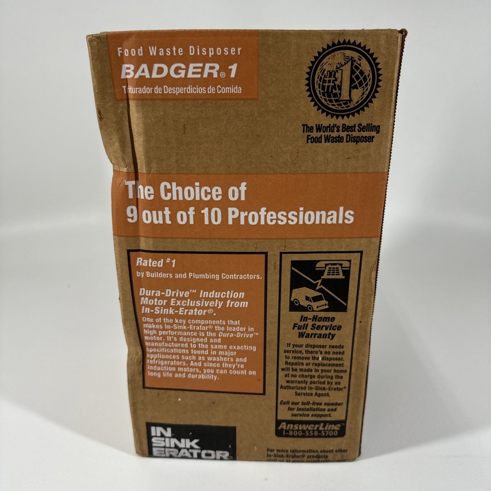 InSinkErator Badger 1 1/3 HP Garbage Disposal NOS Septic Safe