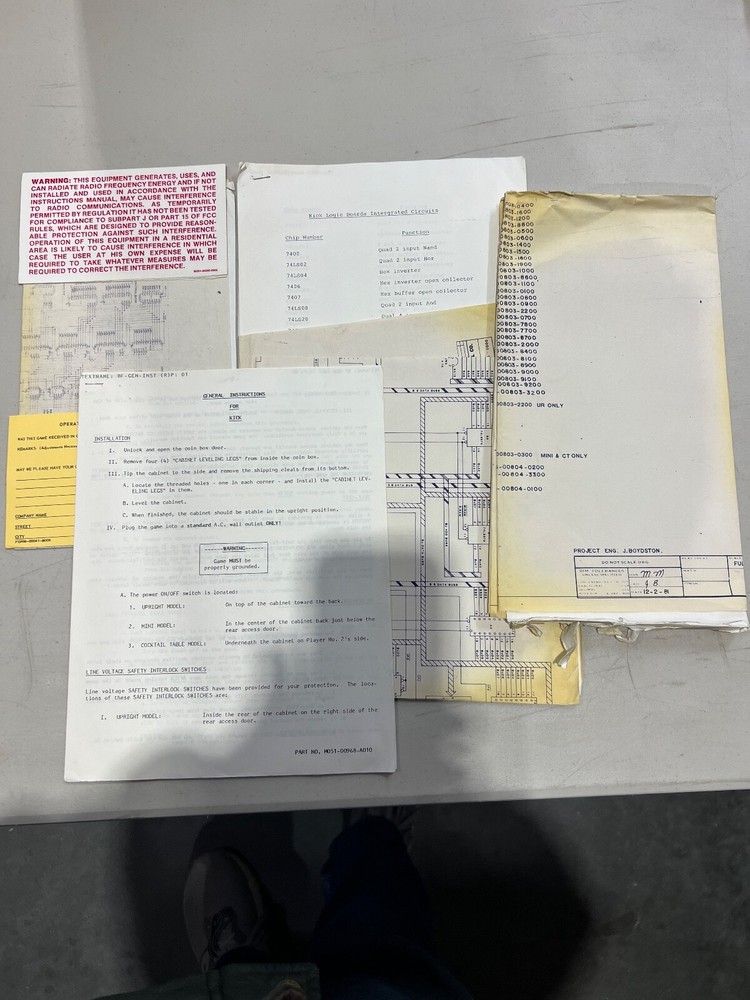 Midway: Kick - Distributors Complete Paperwork Set