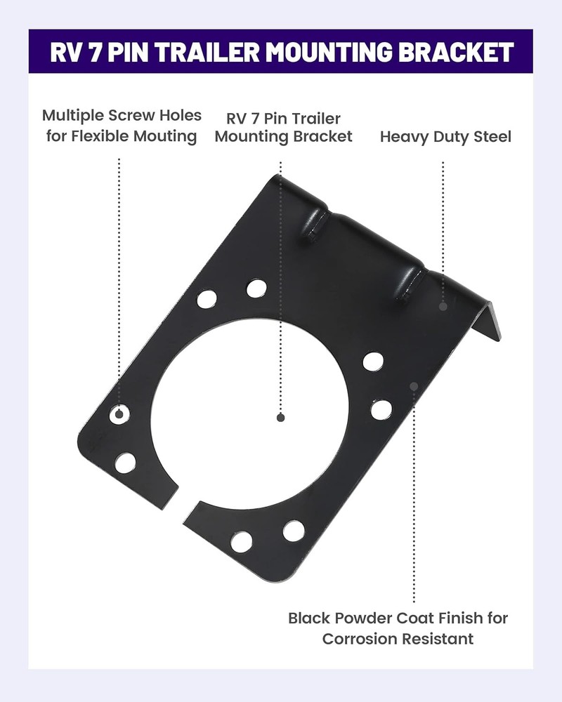 7 Way RV Blade Trailer Socket Mounting Bracket, Metal Mounting Bracket for Gener