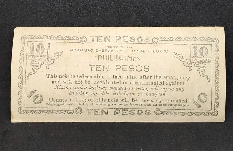 1944 Philippines 10 Pesos 016830 Mindanao