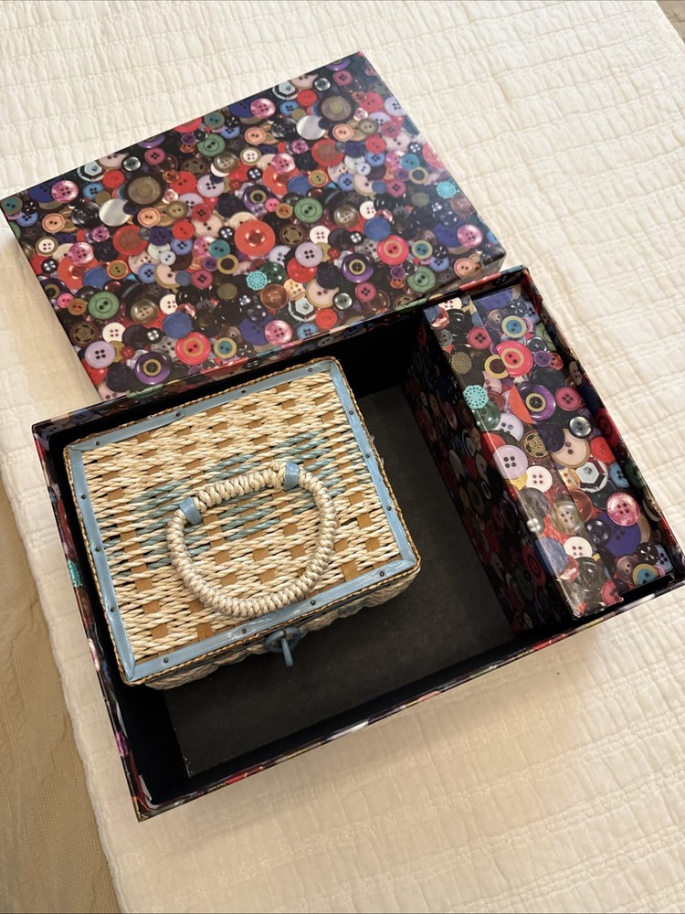 Storage Boxes(2), Assorted Buttons And Vintage Sewing Box.