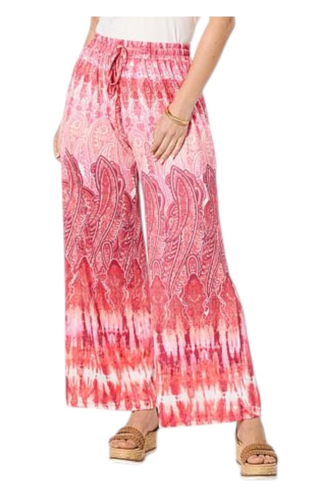 One World Women's Printed Pull-On Colada Pant Coral/Orange